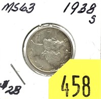 1938-S Mercury dime