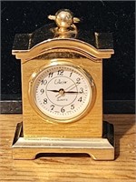Collegiate Gold Tone Miniature Quartz Clock