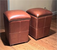 Leather Counter Height Seating Cubes - Some wear