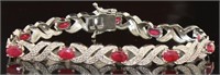 Genuine 5.00 ct Ruby & Diamond Accent Bracelet