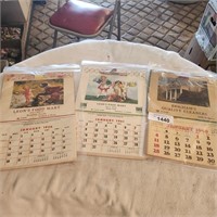 3 Vintage Advertising Calendars - 1948, 56 & 61