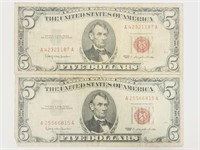 (2) 1963 United States Note $5 Bill
