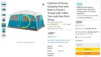 B2910 Coleman 8-Person Camping Tent with Closet