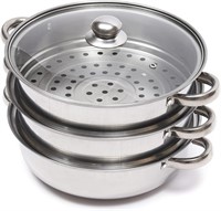 C8239 Steamer Pot Stainless Steel 3 Tier - 28cm