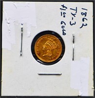 1862 $1 gold coin
