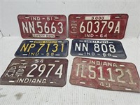 1949-54-58-60-61-64 Indiana License Plates