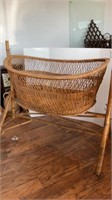 41x25 antique wicker baby rocking cradle basket,