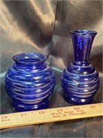 Vintage Cobalt Blue Honeycomb Blue Two (2) Piece