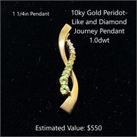 10kt Peridot-Like & Diamond Journey Pendant