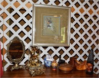 Various decorative items. Clock is 12" tall,