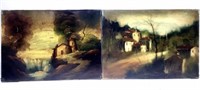 (2) Vintage European Landscapes Oil On Canvas