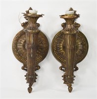 French Empire Large Bronze Torch Sconces