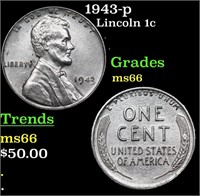 1943-p Lincoln Cent 1c Grades GEM+ Unc