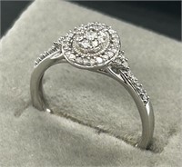 10kt White Gold Halo 1/5 CTW Natural Diamond Ring