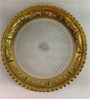 Enamel Decorated Gilt & Glass Tray