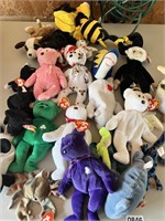 Assorted Beanie Babies, and others.