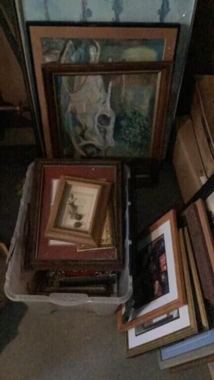 Large Lot Of Pictures and Picture Frames Vintage