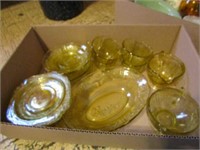 Assorted amber glassware
