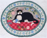 Claire Murray Wool Hooked Rug of Cat