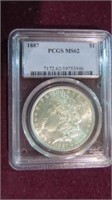 1887 P MORGAN SILVER $ GRADED MS62