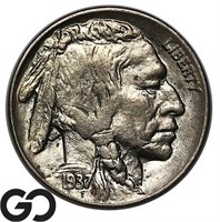 1937 Buffalo Nickel, Gem BU, Lustrous Coin