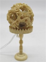 19TH CENTURY CHINESE IVORY PUZZLE BALL ON STAND