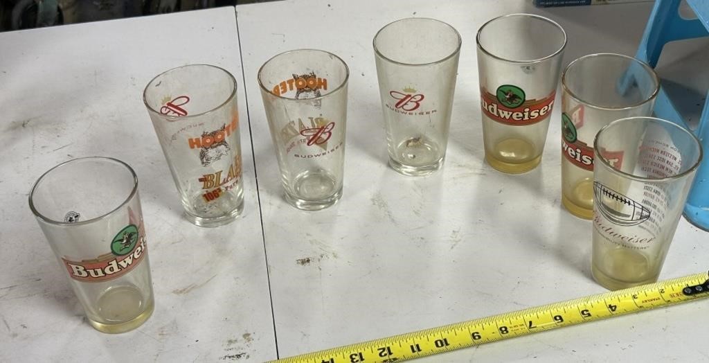 7 Budweiser Glasses