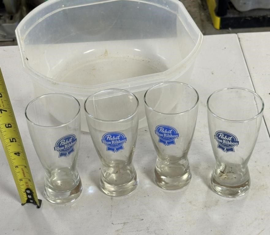 4 Pabst Blue Ribbon Glasses