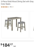 Solid Wood Dining Set with Gray Color Seats