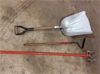 Aluminum shovel, weed scythe, hand tiller