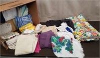 Box of Assorted Towels, Tablecloth & No Slide