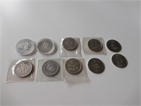 Lot of 10 Assorted Trade Dollars