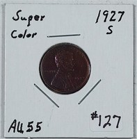 1927-S  Lincoln Cent   AU-55  Super Color!