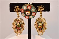 Antique Micro Mosaic Italian Pin & Earrings