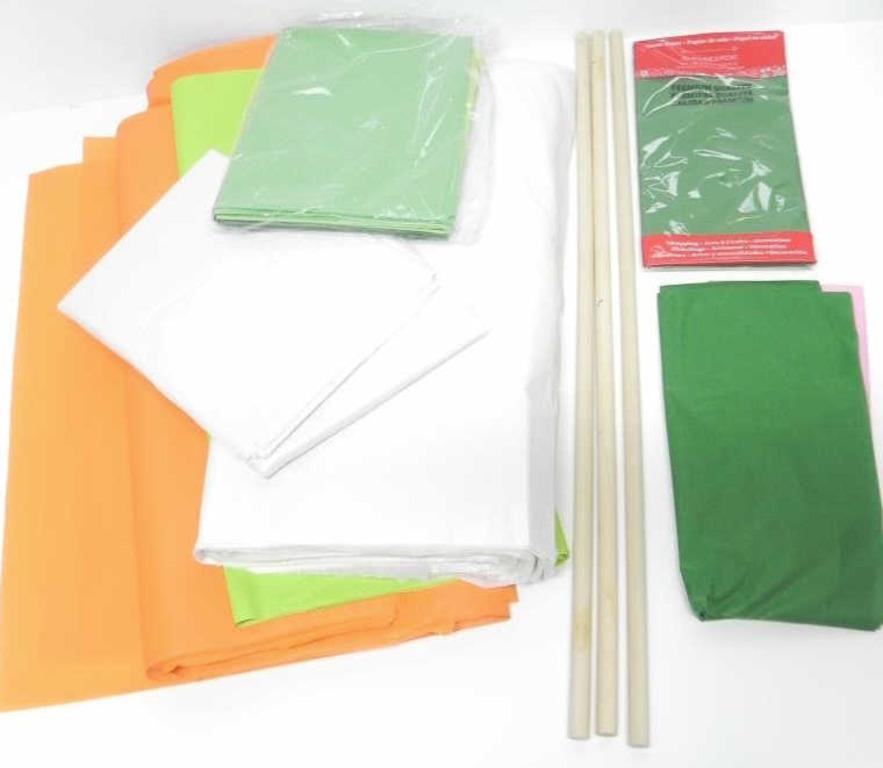 LARGE AMOUNT OF TISSUE PAPER-ORANGE, GREEN ETC