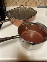 copper chef and assorted skillets