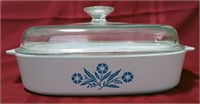 CORNING CORNFLOWER CASSEROLE SKILLET & PYREX LID