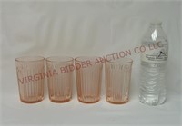 Pink Depression Glass Tumblers ~ 4.25" tall