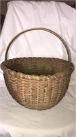 Antique split Oak round basket, 12 inches tall,