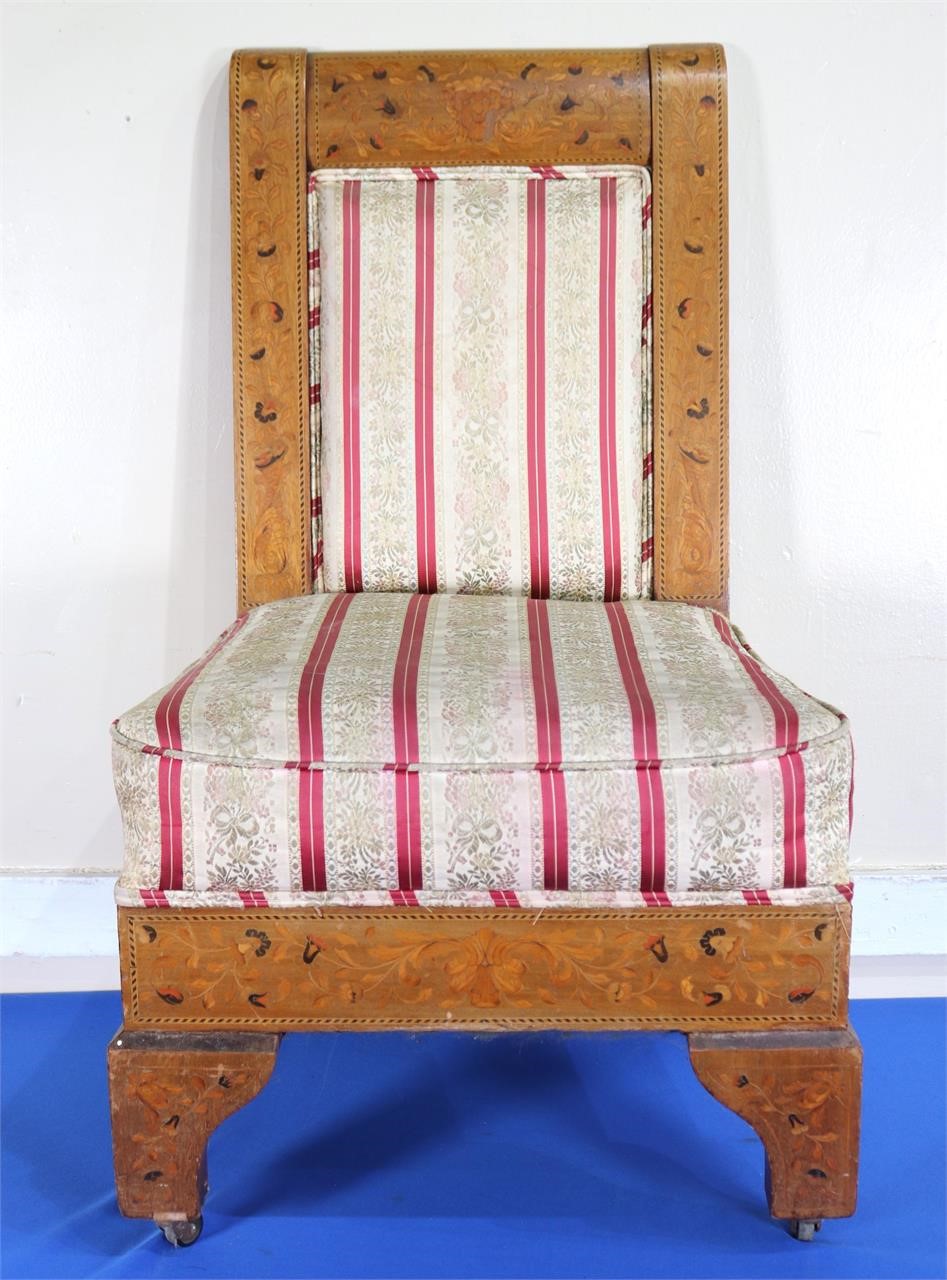 Victorian Marquetry Inlaid Parlor Chair