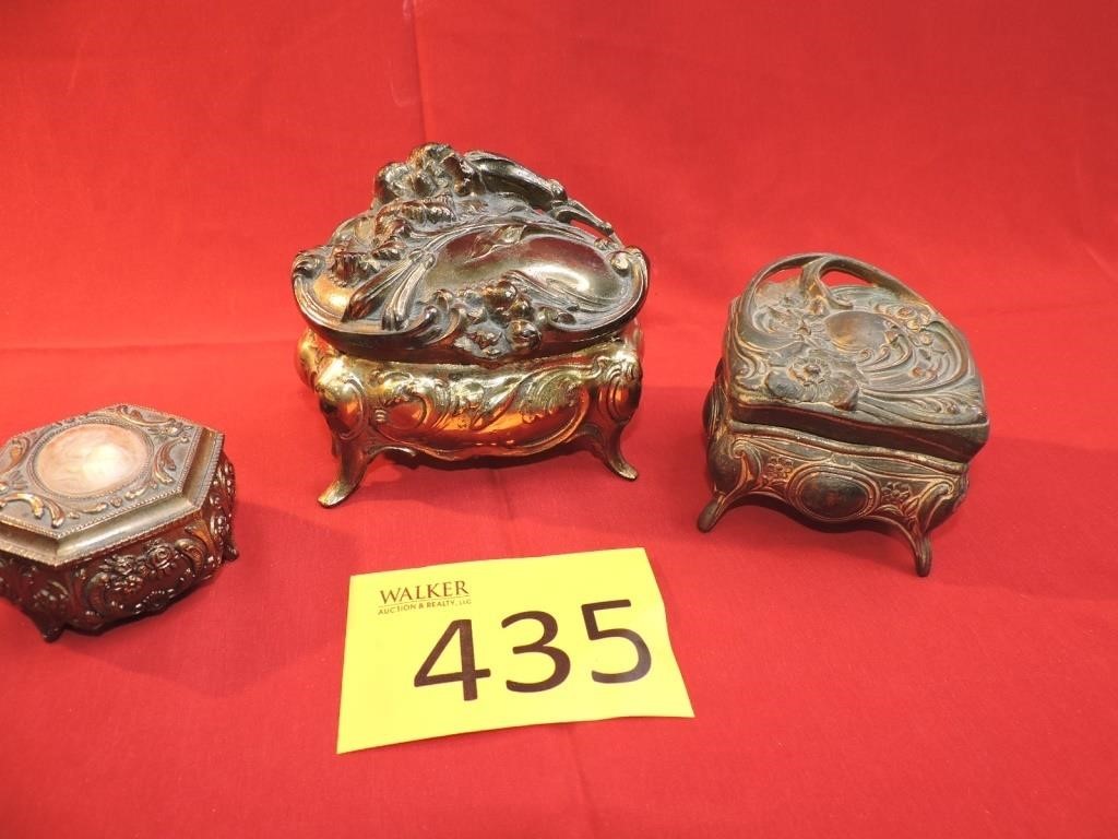 Two Vintage Trinket Boxes & Small Music Box