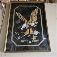 Framed Fabric Eagle Art