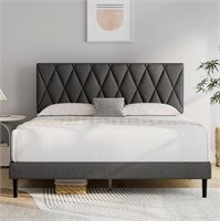 E6022  HAIIDE Queen Bed Frame, Dark Grey