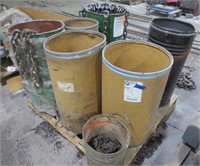 Pallet of barrels with chain pieces