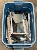 Misc. Metal shelf brackets with plastic tote