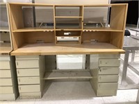 Desk with solid wood top and hutch
