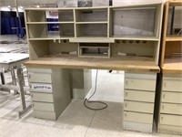 Desk with solid wood top with hutch