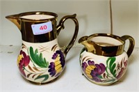 Pair of Wade copper luster pitchers