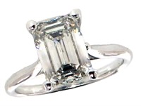 14k Gold 3.31 ct Emerald Cut VS1 Lab Diamond Ring