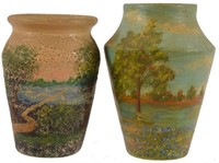2 Painted Tourist Pottery Jars